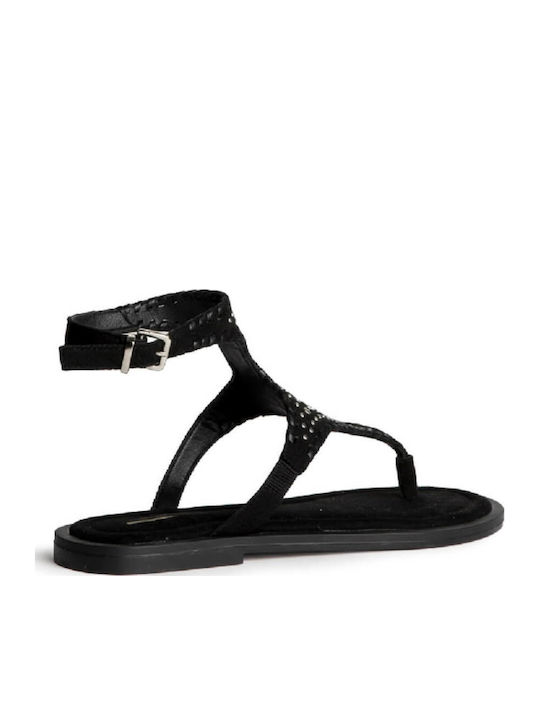 Damen Flache Schwarze Sandalen