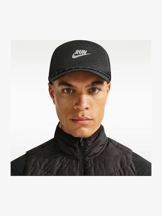 Io8269-010 Nike Pro Dri-fit Unstructured Run Cap Black Reflective Silver Color