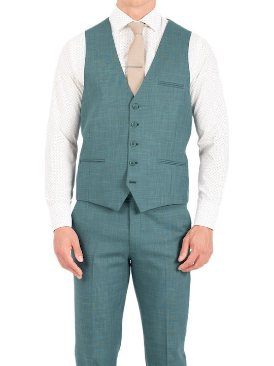 Summer Men's Suit with Slim Fit Petrol Blue