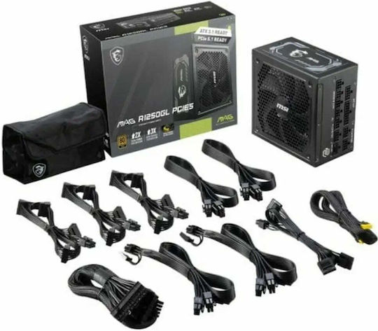 MSI MAG A1250GL 1250W Black Computer Power Supply Full Modular 80 Plus Gold