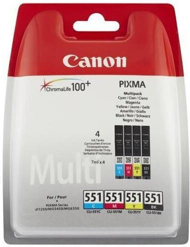Canon CLI-551XL Γνήσιο Photo Value Pack με 4 Μελάνια Εκτυπωτή InkJet Κίτρινο / Κυανό / Ματζέντα / Μαύρο (6443B006)