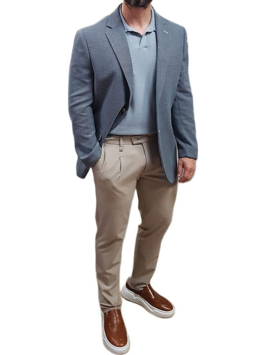 Summer Men’s Suit Jacket with Regular Fit Blue