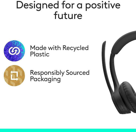 Logitech Zone 305 УЦ Безжични На ушите Мултимедийни слушалки с микрофон и връзка Bluetooth / USB-A / USB-C в Черен цвят