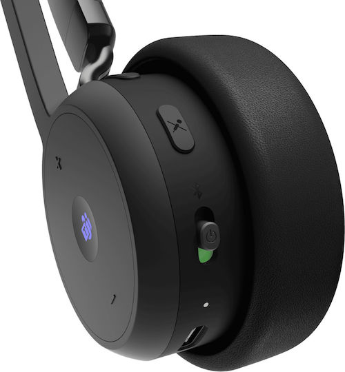 Lenovo Wireless VoIP Headset Teams Auf dem Ohr Multimedia-Headsets mit Mikrofon und Verbindung Bluetooth / USB-A in Schwarz Farbe