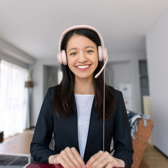 Logitech H390 On Ear Multimedia Headphone with Microphone USB-A Pink
