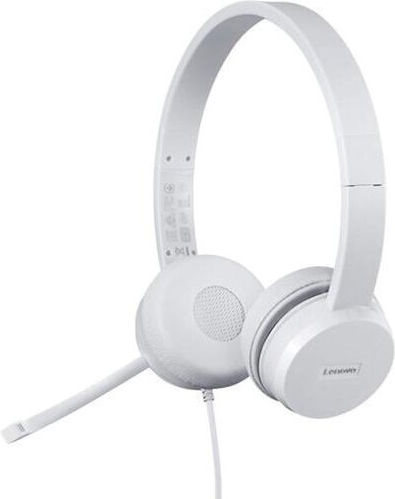 Lenovo 110 Auf dem Ohr Multimedia-Headsets mit Mikrofon und Verbindung USB-A in Weiß Farbe