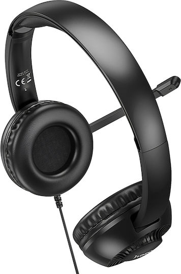 Hoco W112 Pure Надушници Мултимедийни слушалки с микрофон и връзка 3,5 мм жак в Черен цвят