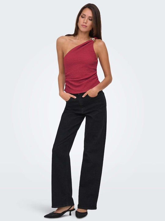 Damen Sommer Ärmellose Rote Bluse