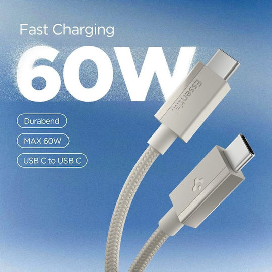Spigen USB 2.0 Cable USB-C male - USB-C 60W Μπεζ 1.5m ACA10419
