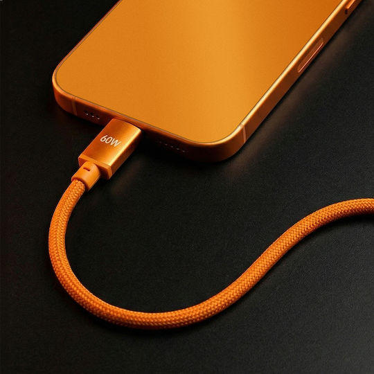 Forever USB 2.0 Cable USB-C male - USB-C 60W PD Πορτοκαλί 1m