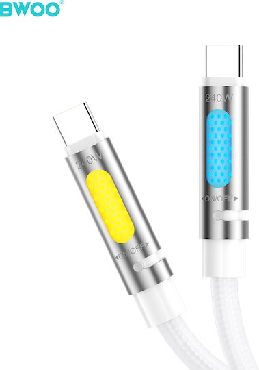BWOO Бърз USB 2.0 Кабел USB-C Мъжки - USB-C 240W Захранване (PD) Бял 1.2м