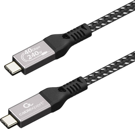Cablexpert Премиум Плетен USB 4 Видео Кабел USB-C Мъжки - USB-C 240W Захранване (PD) Черен 0.3м CCBP-USB4-CMCM240-0.3M