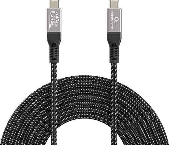 Cablexpert Премиум Плетен USB 4 Видео Кабел USB-C Мъжки - USB-C 240W Захранване (PD) Черен 0.3м CCBP-USB4-CMCM240-0.3M