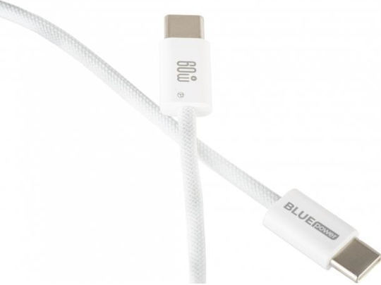Blue Power Редовна USB 2.0 Кабел USB-C мъжки - USB-C мъжки 60W Бял 1м