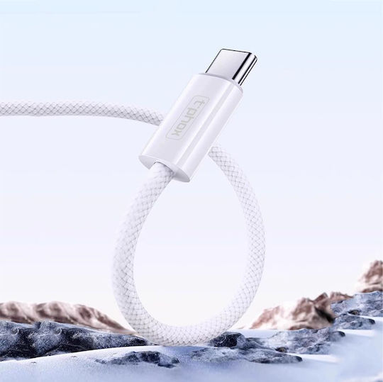 T-Phox Braided USB 2.0 Cable USB-C Male - USB-C 60W White 1m