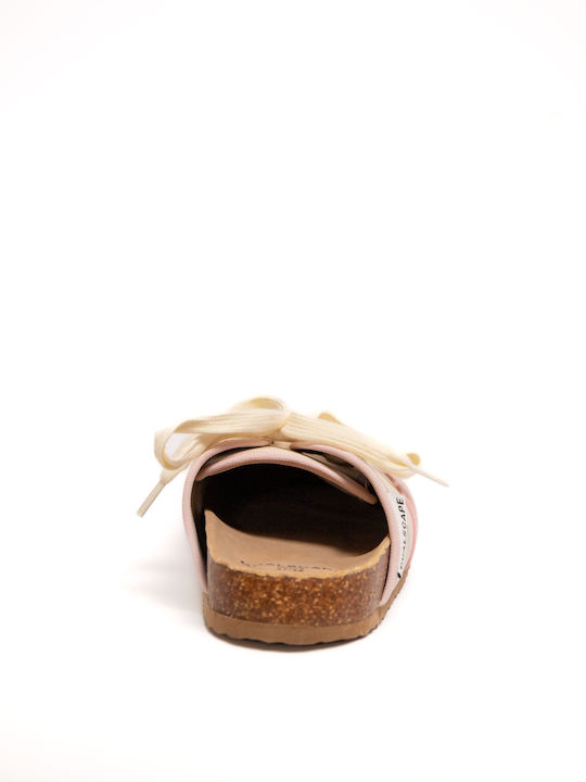 Leather Mules With Heel In Beige Colour