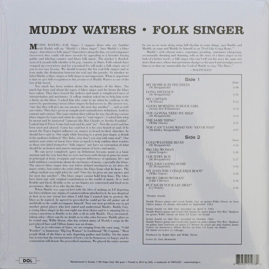 Muddy Waters Folk Singer Vinyl