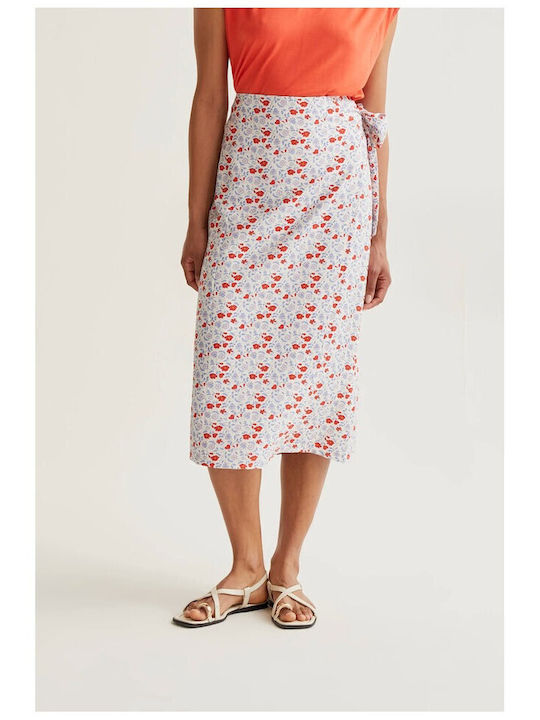 Midi Skirt Envelope Floral White