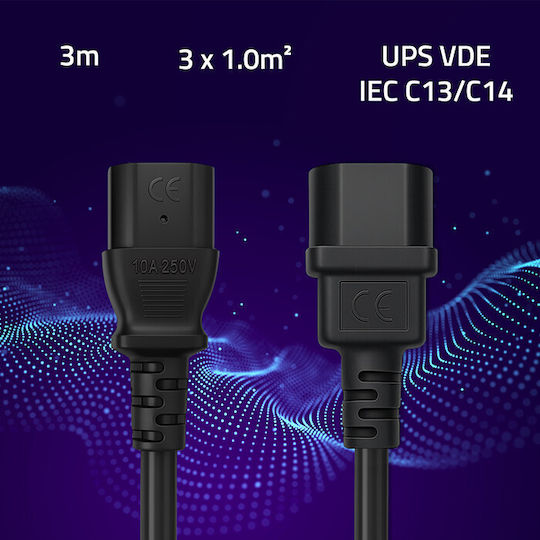 Qoltec IEC C13 - IEC C14 Cablu 3m Negru (53898)