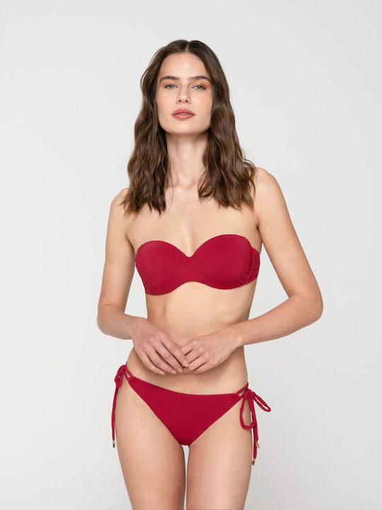 Sense Strapless Bikini Top Burgundy