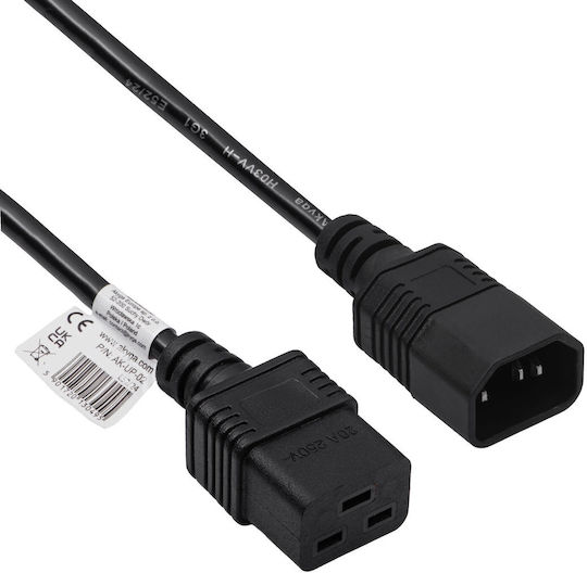 Akyga IEC C19 - IEC C14 Cable 1.8m Μαύρο AK-UP-02