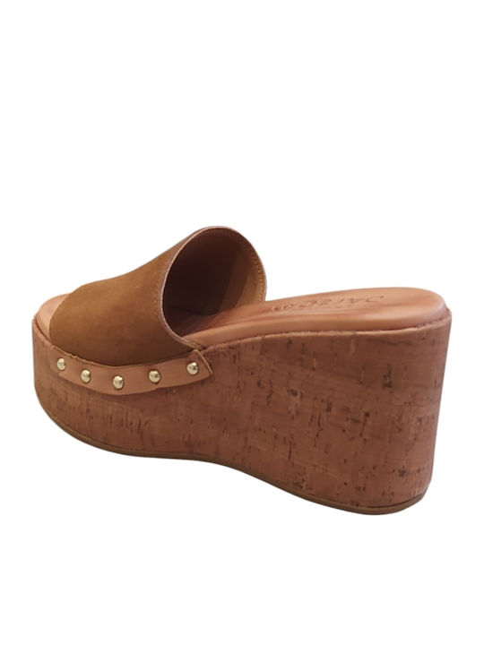 Damenplattformen Tabac Braun