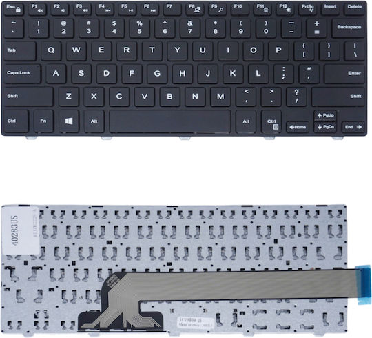 Dell Laptop Keyboard for Inspiron 14-3000/3441/3442/3443/3451/3458/3446 without Frame and English (UK) Layout in Black Color 40283US