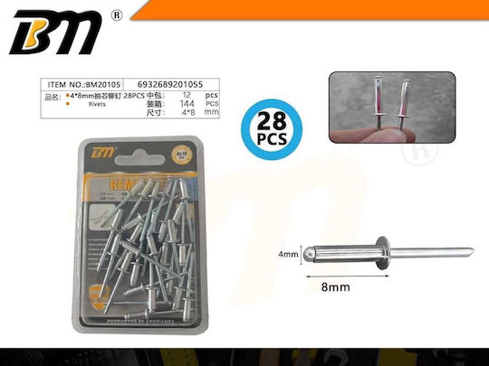 Aluminum Rivets M4x8mm 28 Pieces