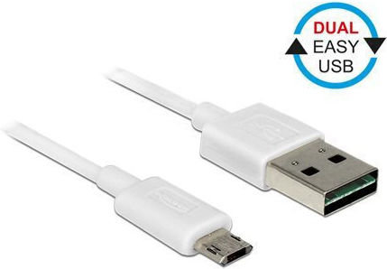 DeLock Μετατροπέας USB-A male σε micro USB male Λευκό 1τμχ 84805