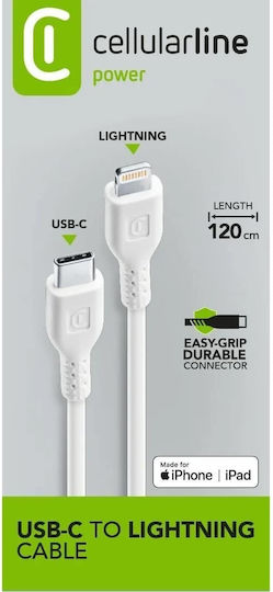 Cellular Line to USB-C to Lightning Cable Λευκό 1.2m (USBDATAC2LMFI1MW)