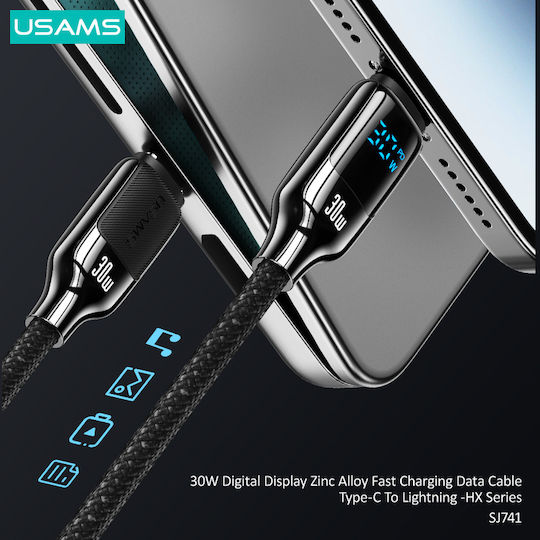 Usams USB-C zu Lightning Kabel 30W Schwarz 1.2m (d-SJ741USB01)