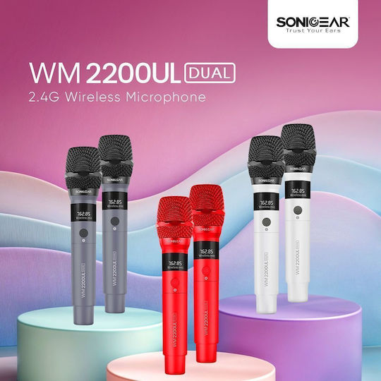 Sonic Gear WM 2200 UL Set Wireless Microphone Handmade for Vocals in White Color