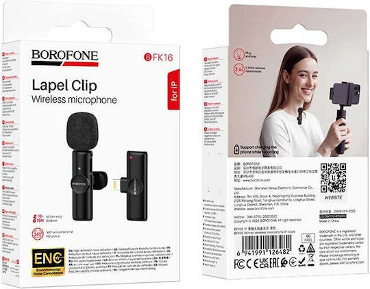 Borofone BFK16 Lightning Wireless Electret Lapel Microphone for Mobile