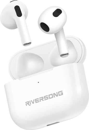 Riversong Air Mini Light Earbud Bluetooth Handsfree Ακουστικά με Θήκη Φόρτισης Λευκά