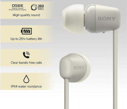 Sony WI-C100 In-ear Bluetooth Handsfree Earphones with Sweat Resistance Beige
