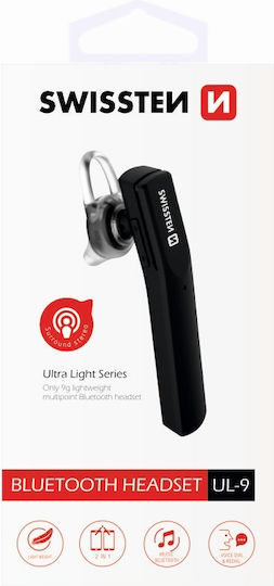 Swissten UL-9 Earbud / In-ear Bluetooth Handsfree Ακουστικό Μαύρο