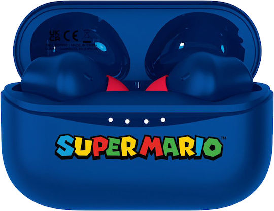 OTL Nintendo Super Mario In-ear Bluetooth Handsfree Căști cu Carcasă de Încărcare Albastru