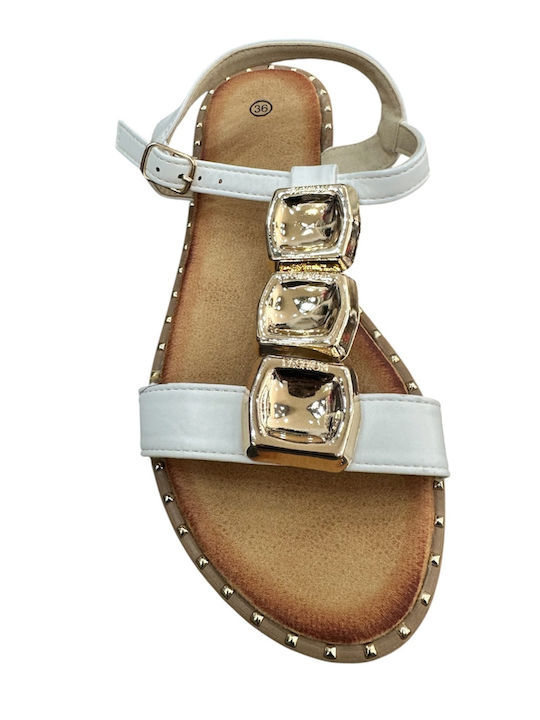 Flache Damen Anatomisch Sandalen Weiß