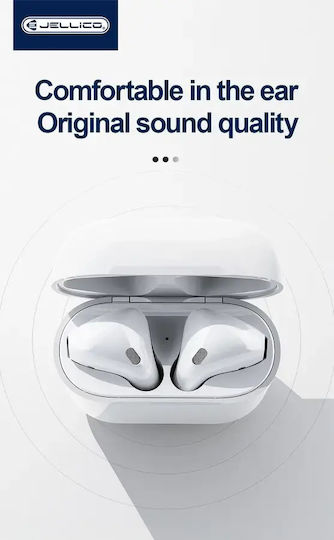 Jellico AirBlue C Earbud Bluetooth Handsfree Earphones with Charging Case White