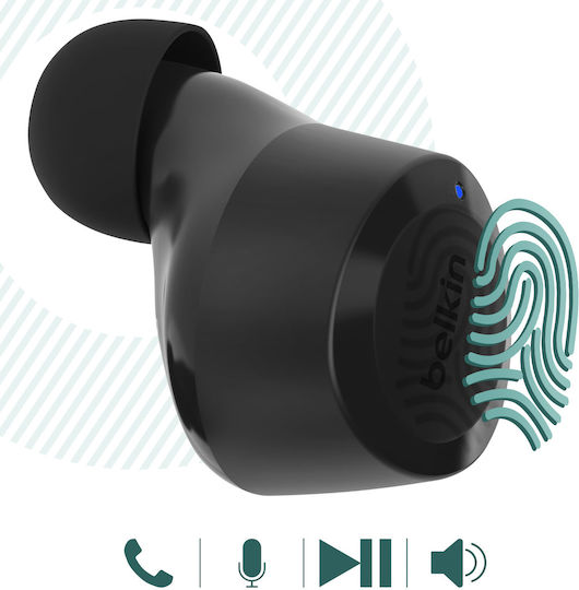 Belkin Soundform Bolt Earbud Bluetooth Handsfree Ακουστικά με Αντοχή στον Ιδρώτα και Θήκη Φόρτισης Μαύρα