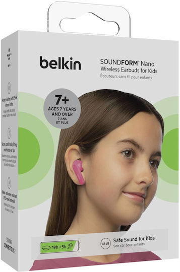 Belkin Soundform Nano In-ear Bluetooth Handsfree Ακουστικά με Αντοχή στον Ιδρώτα και Θήκη Φόρτισης Ροζ