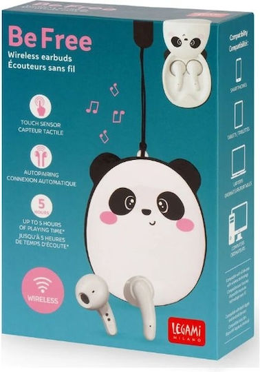 Legami Milano Be Free Earbud Bluetooth Handsfree Ακουστικά με Θήκη Φόρτισης Panda