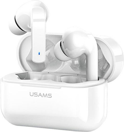Usams BHULY06 In-ear Bluetooth Handsfree Ακουστικά με Θήκη Φόρτισης Λευκά