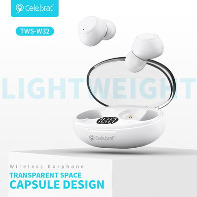 Celebrat TWS-W32 In-ear Bluetooth Handsfree Ακουστικά με Θήκη Φόρτισης Λευκά