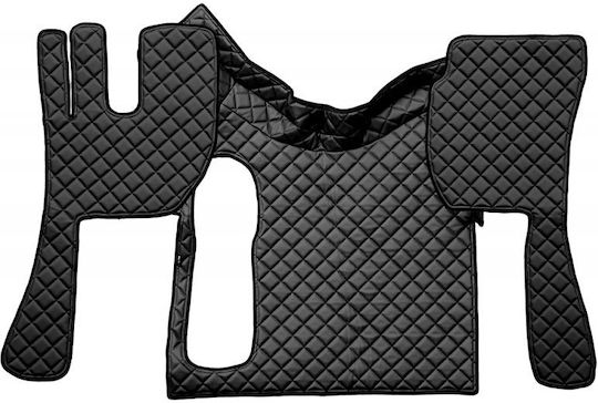 Set of "dead" Leatherette Mats Volvo Fh1216 2002-2012 Manual Double Black Red Stitching 3 Pieces