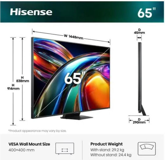 Hisense Smart Fernseher 65" 4K Ultra HD RGB-Mini-LED 65UR9DS HDR (2026)