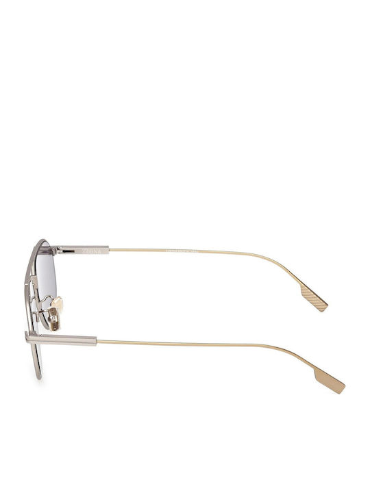 Zegna Men's Sunglasses with Silver Metallic Frame and Mirror Lenses EZ0289 17A