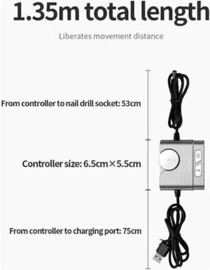 Nail Drill Silver with 20000 Rounds per Minute