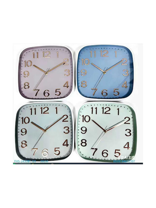 2430bt-g9 Wall Clock Plastic Green 30x30cm