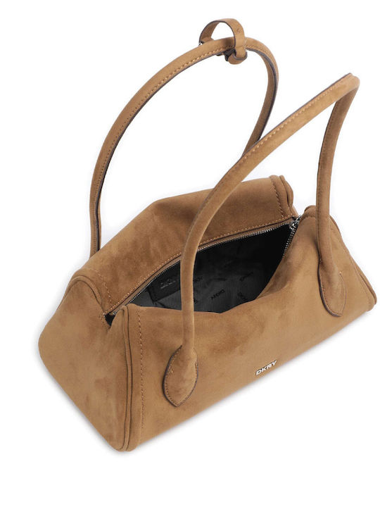 Leather Women's Barrel Bag Suede Tabac Brown